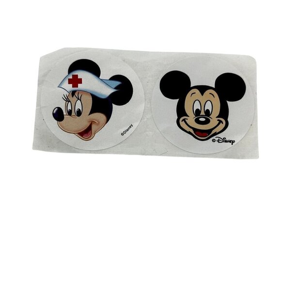 Set of Two Minnie Mouse Nurse Mickey Mouse Round Circle Stickers from Disney - Picture 1 of 2